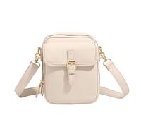 Comebybuys Purse Vintage Mini Messenger Bag, Collaborate Crossbody Leather Bag, 10 Card Slots Anti Theft Purse (Beige)