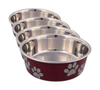 Comedero Acero INOX, Recub. Plástico,0.4L,ø14 cm (Paquete de 4)