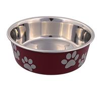 Trixie Comedero perro Acero INOX – Recubierto plástico, 1,4 L, Ø21 cm, huellas, color surtido