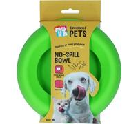 Comedero anticontaminación para perros y gatos, de Excellent Pets, 300 ml, con base antideslizante, talla S, borde antisalpicaduras, cuenco de silicona, color verde