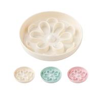Comedero Antivoracidad para Gato Pequeño - Cuenco de Alimentación Lenta - Anti Vómitos - Plato Interactivo con Laberinto Floral - Tazón Antideslizante de Melamina - Blanco