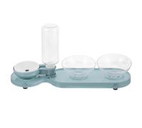 Comedero Automático 500 Ml para Gatos con Doble Cuenco Inclinado | Dispensador de Agua Azul, Plástico Pp, Diseño Simple y Depósito con Divisor