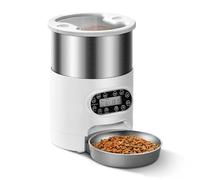 Comedero automático Alimentador de Mascotas de Acero Inoxidable Alimentador Inteligente Doble Fuente de alimentación Cantidad cronometrada BowlDual Bowl único Comedero Mascotas(Button Type,4.5L-A)