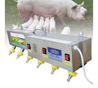 Comedero automático de leche de lechón, estación de alimentación de acero inoxidable con 6 tetinas de silicona, ideal para granjas y ranchos, función de simulación de sonido