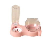 Comedero automático for Gatos y Mascotas, comedero for Perros y Gatos, Todo en uno, Cuenco for Comida y Bebedero, Plato Elevado for Beber Cuencos para Gatos(Pink,Double)