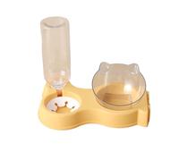 Comedero automático for Gatos y Mascotas, comedero for Perros y Gatos, Todo en uno, Cuenco for Comida y Bebedero, Plato Elevado for Beber Cuencos para Gatos(Yellow,Double)