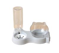 Comedero automático for Gatos y Mascotas, comedero for Perros y Gatos, Todo en uno, Cuenco for Comida y Bebedero, Plato Elevado for Beber Cuencos para Gatos(Grey,Double)