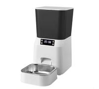 Comedero automático Máquina de alimentación del dispensador de Alimentos Secos del alimentador automático Inteligente 4.5L de Mascotas Doble de grabación Comedero Mascotas(Button Type)