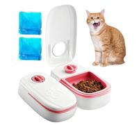 Comedero automático para gatos, 2 comidas, comida para gatos, con temporizador de 48 horas, 700 ml, para gatos y perros pequeños, adecuado para alimentos húmedos y alimentos secos