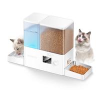 Comedero Automático para Gatos 2 en 1 con Bol de Acero Inoxidable 304, Alimentador y Bebedero 5L+3.5L, Programable hasta 6 Comidas al Día, Doble Sistema de Alimentación