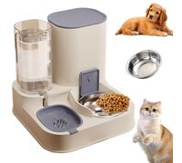 Comedero automático para gatos 2 en 1 de acero inoxidable y PP Comedero automático para gatos y dispensador de agua de gran capacidad Dispensador de alimentos desmontable para perros pequeños
