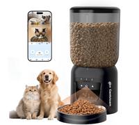 Comedero automático para gatos con cámara, video HD 3K con visión nocturna, WiFi 5G/2.4G con audio bidireccional, horario de alimentación automática, piezas lavables desmontables, color negro