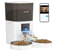 Comedero automático para gatos PawHut con cámara HD para 2 gatos, dispensador inteligente de comida para mascotas de 6 litros con WiFi 2.4G/5G y control mediante aplicación, comedero programable con
