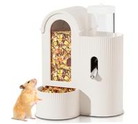 Comedero Automático para Hámsters 2 En 1 Y Botella De Agua para Hámsters, Dispensador Antigoteo con Tazón De Comida para Ratas, Ratones, Blanco (360 Ml De Comida/80 Ml De Agua), Botella