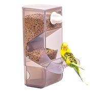 Comedero automático para jaulas de pájaros, translúcido a Prueba de Salpicaduras, sin ensuciar, con cajón, Accesorios para jaulas de Gran Capacidad con Poste de pie