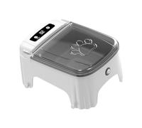 Comedero automático para mascotas con tapa de cierre automático para gatos y perros, carga USB, 6.50 x 9.06 x 4.33 pulgadas, cuenco de comida seca para mascotas de interior, color gris