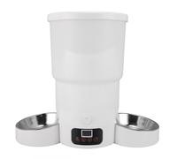 Comedero Automático para Mascotas, Control Inteligente de Temporización, Dispensador de Alimentos de Acero Inoxidable de Doble Tazón de 5L con de Energía de Emergencia,
