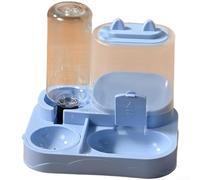 Comedero automático para mascotas de doble tazón, con tanque de agua de 400 ml, para suministro continuo de agua y dispensación de alimentos secos, con bordes elevados antisalpicaduras, 21,5 x 17 x