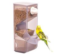 Comedero automático para pájaros, comedero automático para jaulas de pájaros, translúcido a Prueba de Salpicaduras, sin ensuciar con cajón, Accesorios para jaulas de Gran Capacidad con Poste de pie