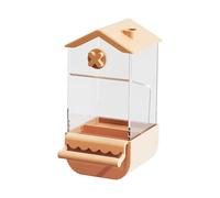 Comedero automático para pájaros, dispensador de semillas de gran capacidad con perca, estación de alimentación transparente para periquitos, cacatúas, loros, periquitos, canarios, amarillo-1