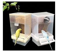 Comedero automático para pájaros para jaula, paquete de 2 dispensadores de semillas con recipiente para comida para periquitos y canarios, p