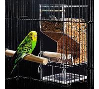 Comedero automático para pájaros, sin ensuciar, acrílico transparente, reducción de residuos, comedero de jaula para pájaros, accesorios para periquitos, canarios, cacatúas, pinzones (mediano)