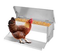 Comedero automático para pollos, capacidad de 5 kg, diseño de pedal galvanizado, tapa resistente a la intemperie, a prueba de ratas, sin residuos, para pollos y patos