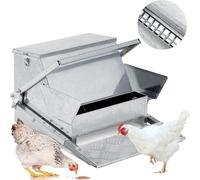 Comedero automático para pollos, diseño de apertura automática de 25 libras, alimenta de 6 a 12 aves de corral hasta 7 días, pedal antideslizante, ideal para uso en granja y patio trasero