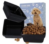 Comedero Bebedero De Cerámica Cuadrado para Perro Gato Cachorros Gatitos Mascotas 0,4 L Recipiente Comida Bol Cuenco Alimentador para La Comida O El Agua