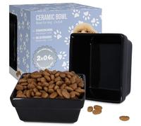Comedero Bebedero De Cerámica Cuadrado para Perro Gato Cachorros Gatitos Mascotas 2 x 0,4 L Recipiente Comida Bol Cuenco Alimentador para La Comida O El Agua