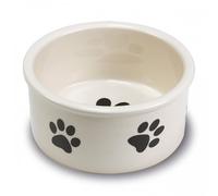 Arquivet Comedero, Bebedero de cerámica para Perro o Gato Estilo Huellas - Recipiente Comida para Mascotas - Plato alimentador de cerámico para Perros y Gatos - Cuenco para Perros y Gatos - 12 cm