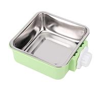 Comedero Colgante para Mascotas, Tazón de Acero Inoxidable, Gran Capacidad, Color Verde Cuadrado - Resistente y Duradero, Ideal para Perros Pequeños y Gatos, Fácil de Colocar en (Rectángulo 5.9x5.9
