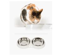 Comedero de Acero Inoxidable Catit Blanco - Doble