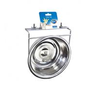 Comedero de acero inoxidable con 2 tornillos para pájaros - Duvo Plus - Capacidad: 1380 ml