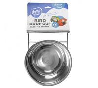Comedero de acero inoxidable con 2 tornillos para pájaros - Duvo Plus - Capacidad: 1810 ml