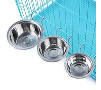 Comedero de acero inoxidable para mascota, gato, perro, conejo o pájaro con abrazadera y soporte, de Yosoo