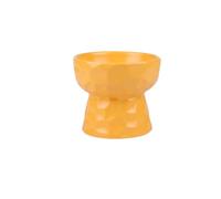 Comedero de Cerámica Elevado e Inclinado para Gatos y Perros Pequeños - Cuenco Antivómito Ergonómico para Comida o Agua, Diseño Moderno (Amarillo, 250 ml)