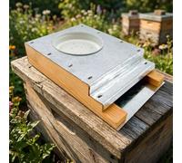 Comedero de entrada de colmena de madera con tapa de aluminio, para dispensador de agua de abeja de estilo americano para equipos de apicultura, estación de hidratación para abejas, accesorio de vida