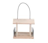 Comedero de Madera para pájaros Colgante para jardín, Herramienta de alimentación de pájaros al Aire Libre con Techo Desmontable, diseño de Tronco Natural para una fácil Recarga y