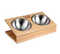 Fuente doble en forma de V 25,3x14x8,5 en acero inox y bambú Hearts&Homies
