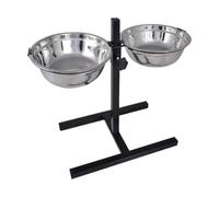 Comedero doble elevado para perros color Plateado