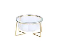 Comedero Elevado de Vidrio para Perros y Gatos - Cuenco Antivómito con Soporte Metálico, Diseño Inclinado, Fácil de Limpiar, para Perros Pequeños y Medianos y Gatos Grandes (480 ml / 800 ml) (480 ml)