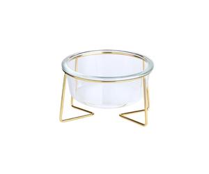 Comedero Elevado de Vidrio para Perros y Gatos - Cuenco Antivómito con Soporte Metálico, Diseño Inclinado, Fácil de Limpiar, para Perros Pequeños y Medianos y Gatos Grandes (480 ml / 800 ml) (480 ml)