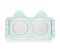 Comedero Elevado para Gatos, Doble con Soporte Ajustable, Plástico Seguro Verde, Fácil Limpieza - Promueve la Salud Digestiva, Sin Olores, Ideal para Alimento y Agua de Mascotas (Verde)