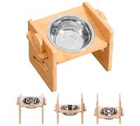 Comedero elevado para perros, ajustable y elevado, para perros y gatos, 4 alturas elevadas, comedero de madera con cuenco de acero inoxidable, comedero elevado para perros, comedero para perros
