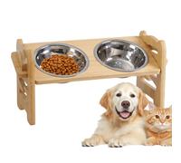Comedero elevado para perros, ajustable y elevado, para perros y gatos, soporte elevado para perros de madera con 2 comederos de acero inoxidable, comederos elevados para perros, comedero para perros