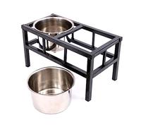 Comedero elevado para perros con 2 cuencos extraíbles de acero inoxidable para mascotas, dispensador de agua elevado para evitar que se golpee para perros grandes para mascotas con borde