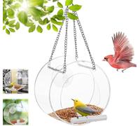 Comedero for pájaros for ventana con ventosas fuertes y cadena, se puede colgar y succionar en la ventana, comedero for pájaros transparente for ventana, comederos for pájaros adecuados for jardín(Rou