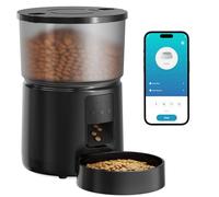 Comedero Gato Automatico - 5G/2.4G WiFi Dispensador Comida Gatos - Comedero Automatico Gato Conectar App - Alimentación a Distancia - 1-10 Comidas al Día - 10s Voz - Doble Alimentación - 3L