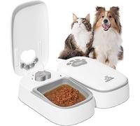 Comedero Gato Automatico de 2 Comidas para Gatos o Perros Dispensador Comida Gatos Seca o Semi-Húmeda con Temporizador Display LED 1-48H